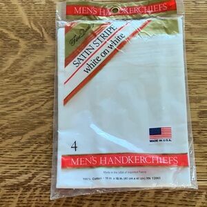 Men's White Satin Stripe Handkerchiefs - Pack of 4